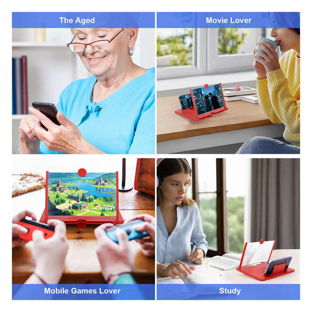 10" Screen Magnifier 3D HD Phone Amplifier Foldable Phone Stand Holder