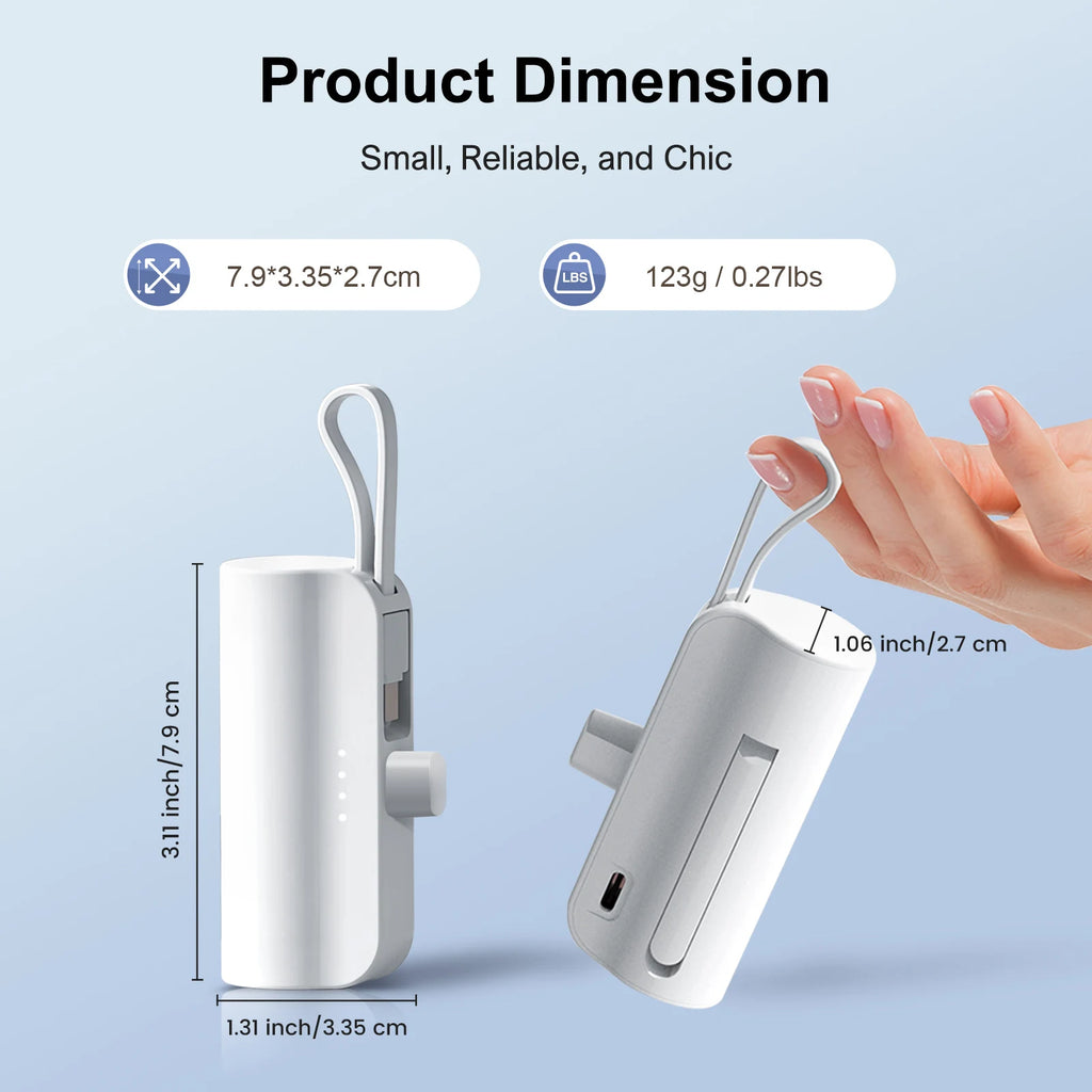 Mini Power Bank Portable 4500Mah Power Phone Charger Capsule Dual USB-C Ports for Iphone16/ 15/15 Plus/15 Pro/15 Pro Max/Android
