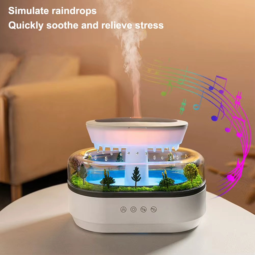 Rain Cloud Aroma Diffuser Zen Raindrop Air Humidifier Water Drip Micro Landscape Essential Oil Diffuser with 7 Color Night Light