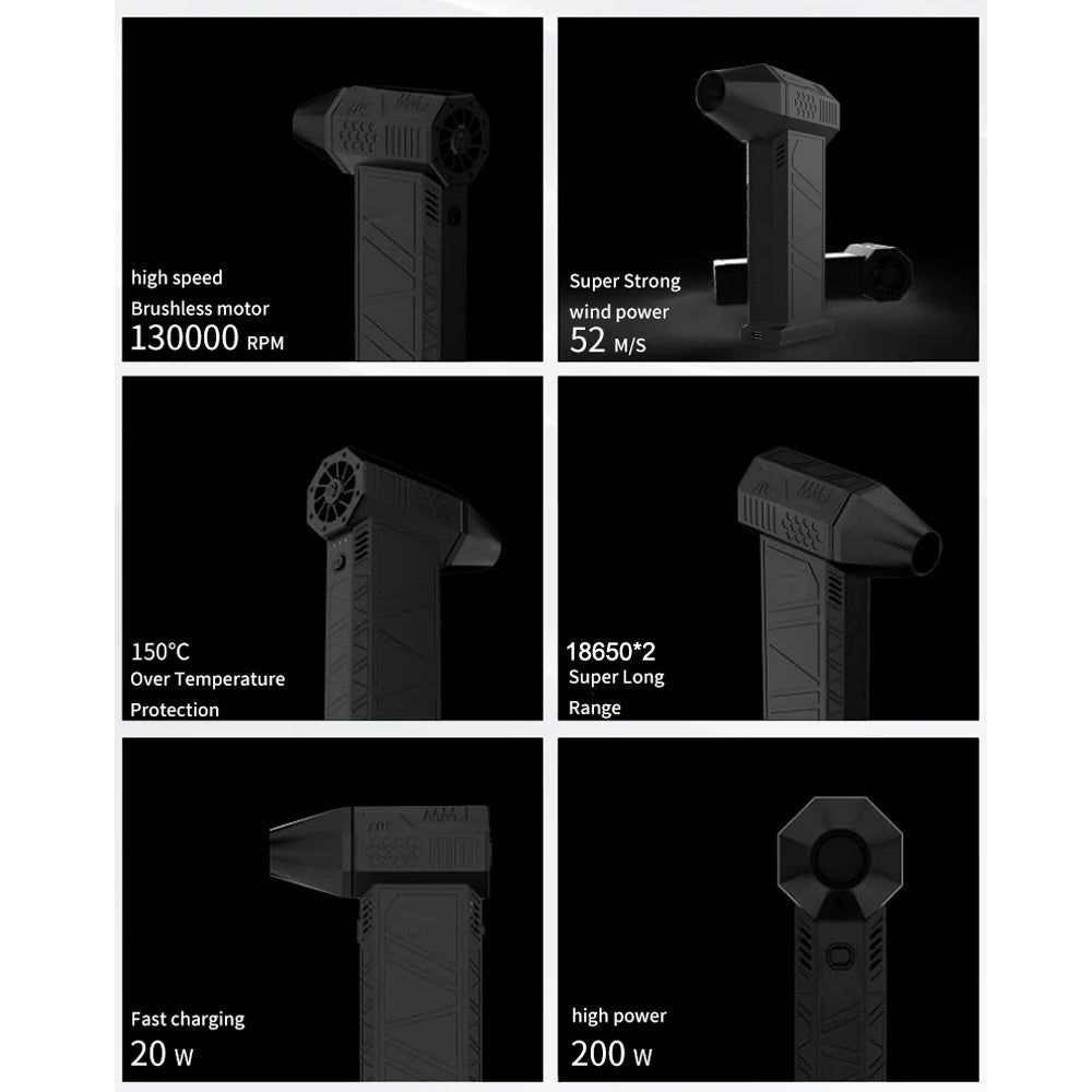 X3 130000RPM Turbofan Brushless Motor 52M/S High Speed Duct Fan Mini Turbo Jet Fan Turbo Fan 200W Violent Fan High-Performance
