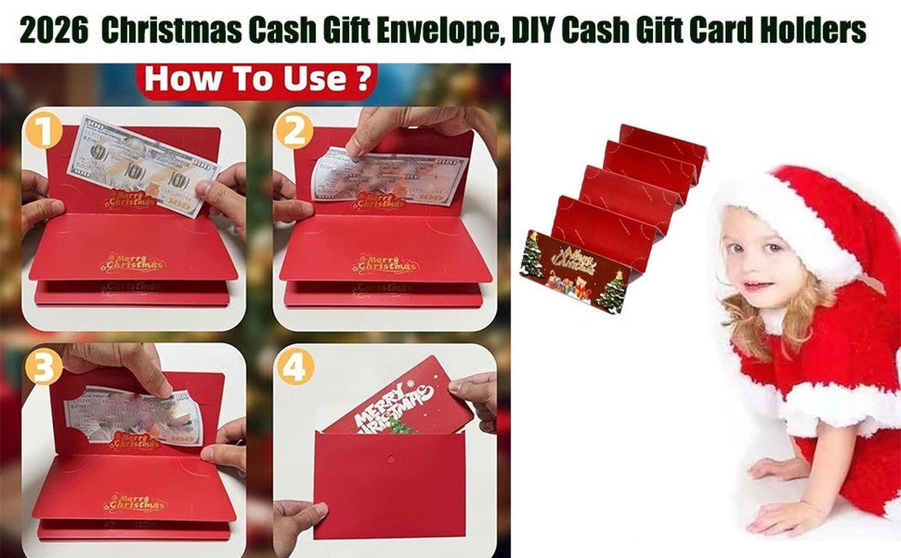 Folding Christmas Money or Card Holder W/ 10 Slots Surprise Gift Cash Holder TL
