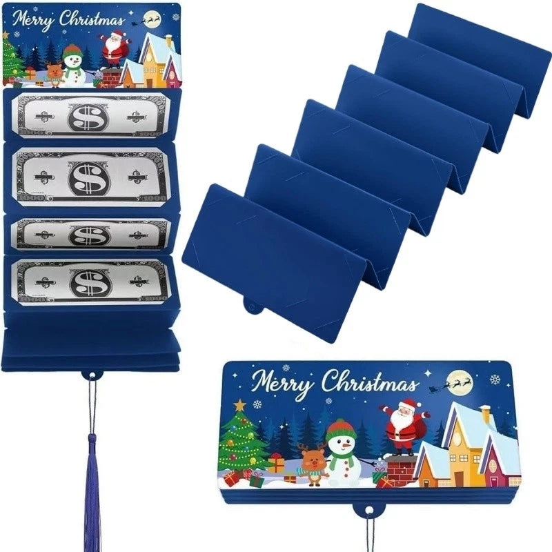 Folding Christmas Money or Card Holder W/ 10 Slots Surprise Gift Cash Holder TL