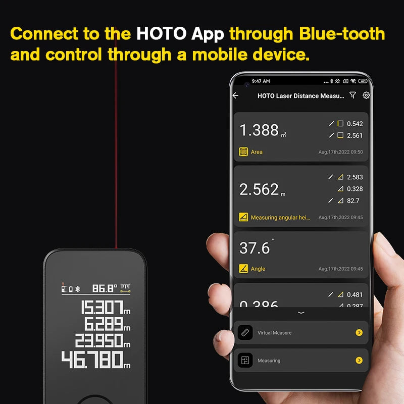 Smart Laser Measure Pro LED Display Intelligent Digital Laser Tape Measuring Tool Rechargeable Laser Ruler Rangefinder