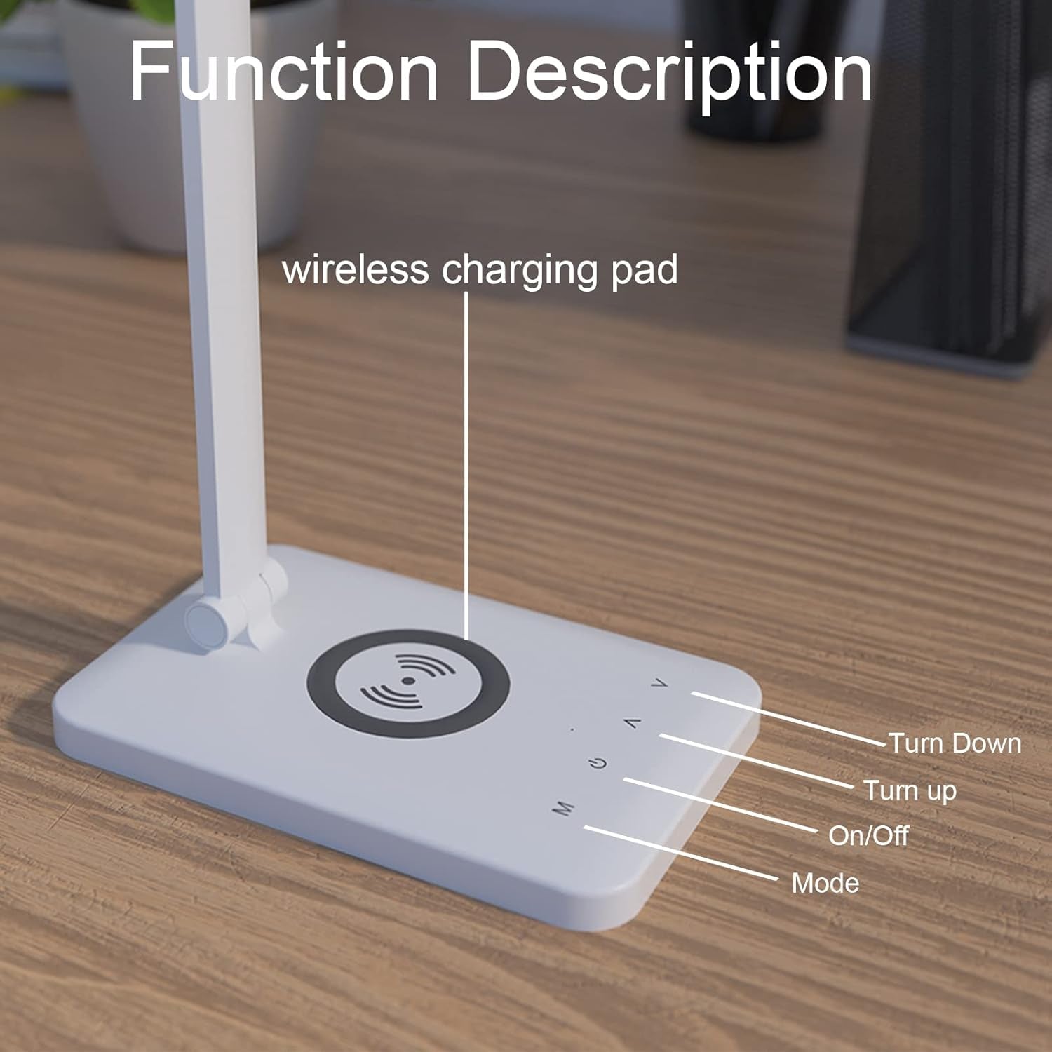 LED Desk Lamp with Wireless Charging, Eye-Caring Table Lamp USB Charging Port, 3Lighting Modes 5Brightness Levels with Memory Function, Touch Control Adjustable Lamp15W Office, Reading, Study