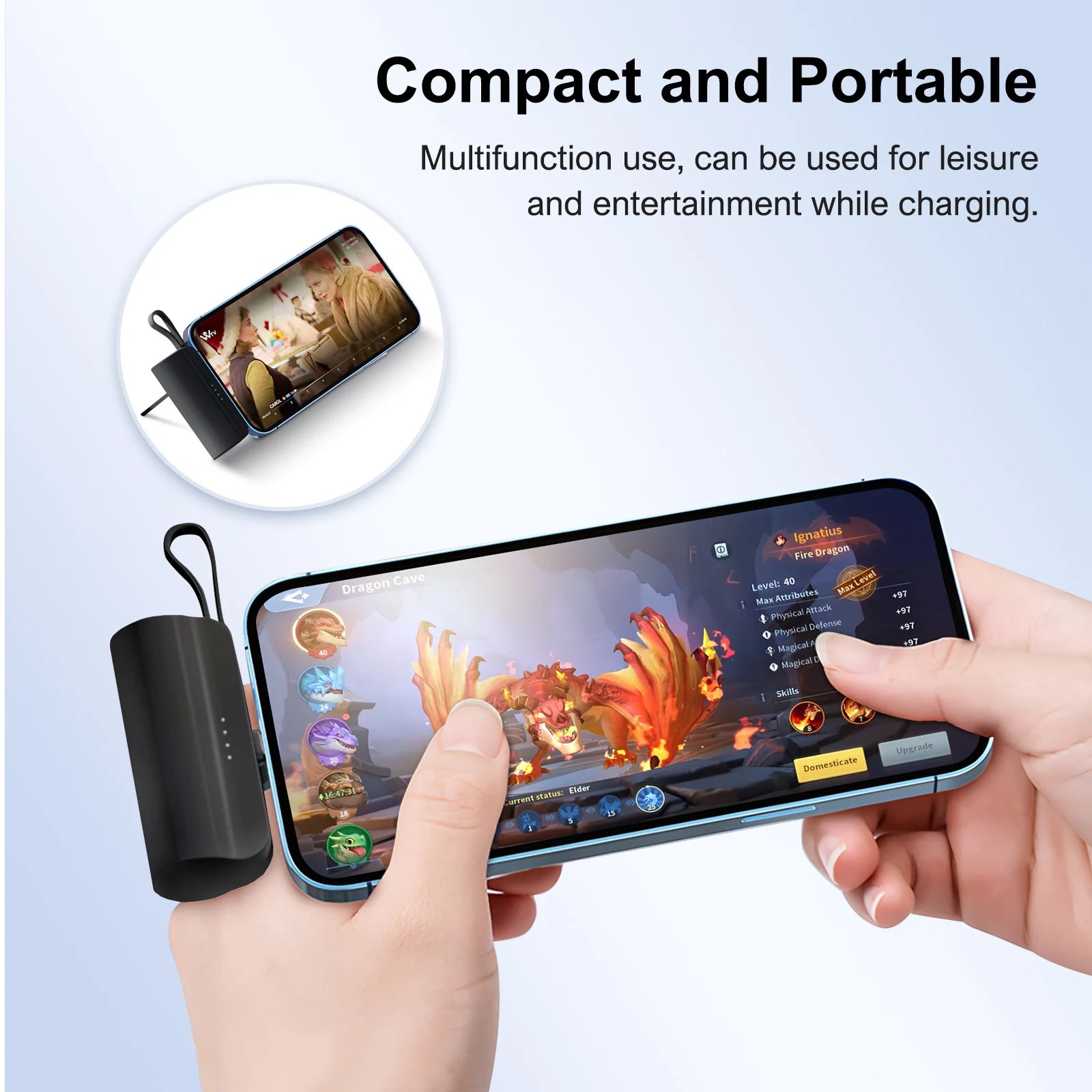 Mini Power Bank Portable 4500Mah Power Phone Charger Capsule Dual USB-C Ports for Iphone16/ 15/15 Plus/15 Pro/15 Pro Max/Android