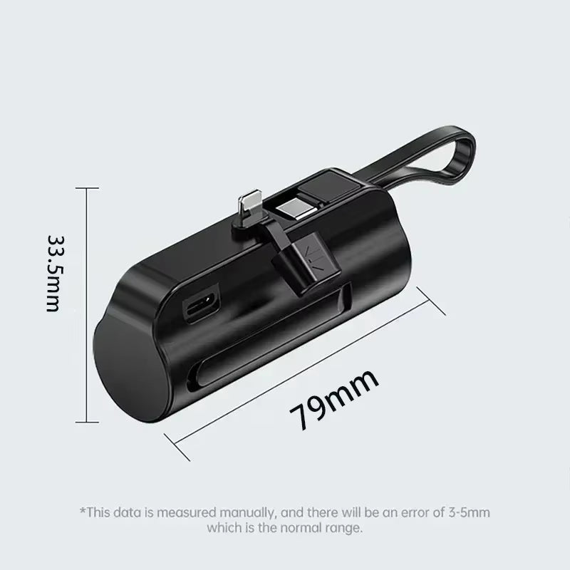 For Iphone Xiaomi Samsung Tye-C/Apple Interface External Battery 5000Mah Mini Fast Charger Built-In Cable Portable Power Bank