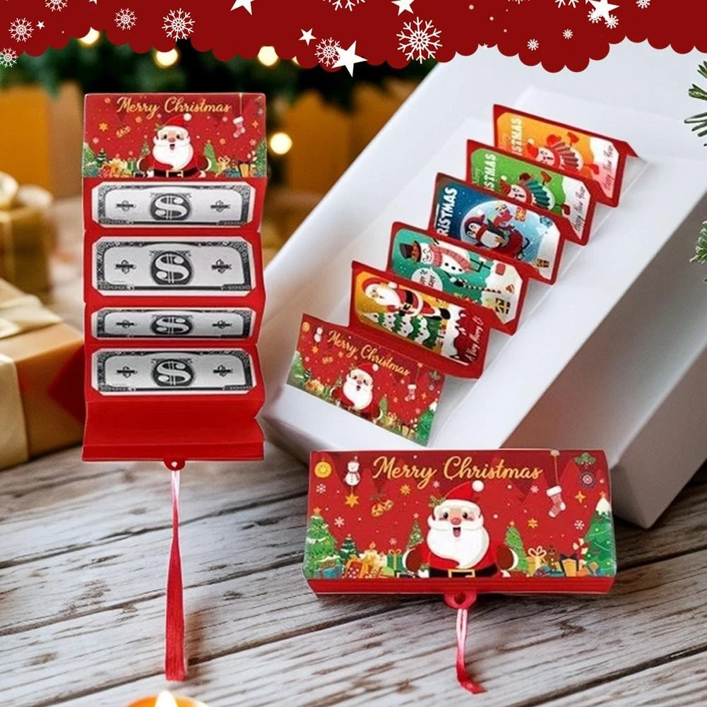 Folding Christmas Money or Card Holder W/ 10 Slots Surprise Gift Cash Holder TL