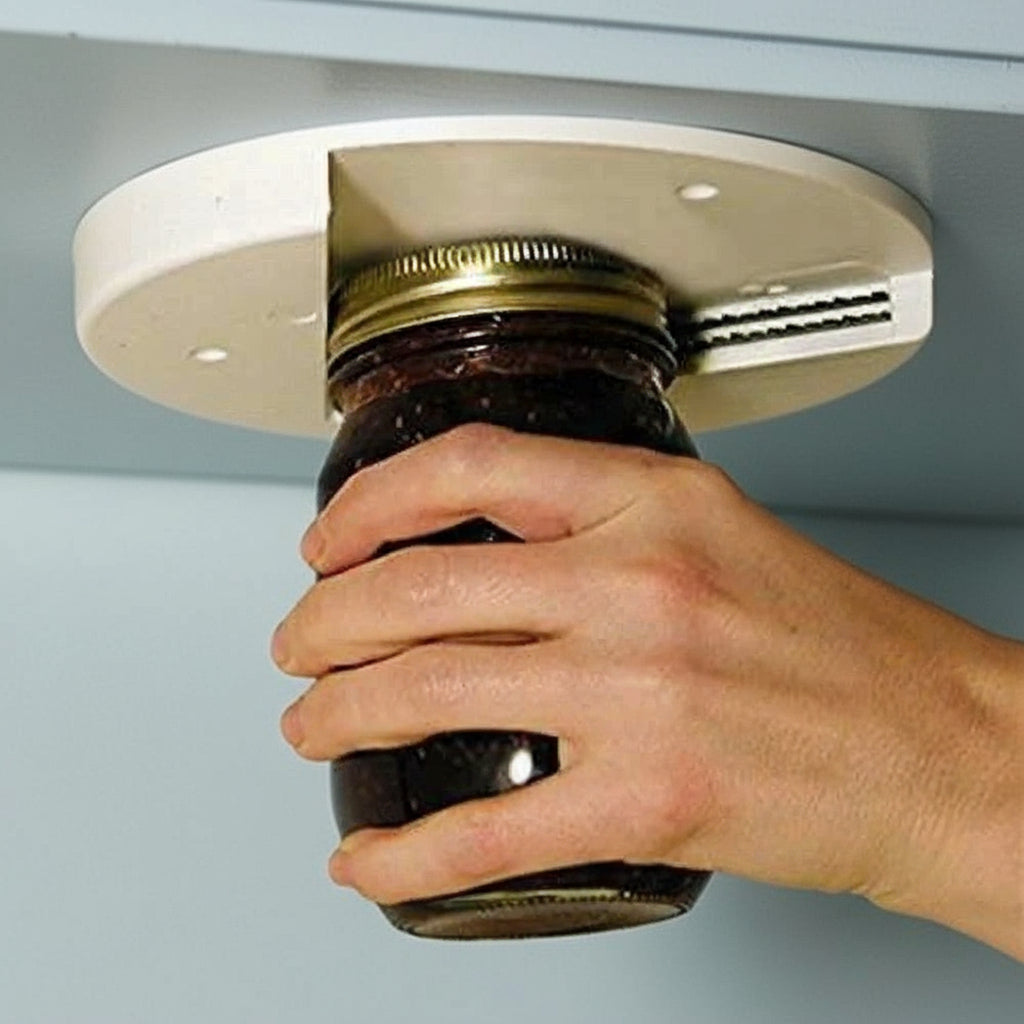 Jar Opener - under Cabinet Jar Lid & Bottle Opener - Opens Any Size Jar