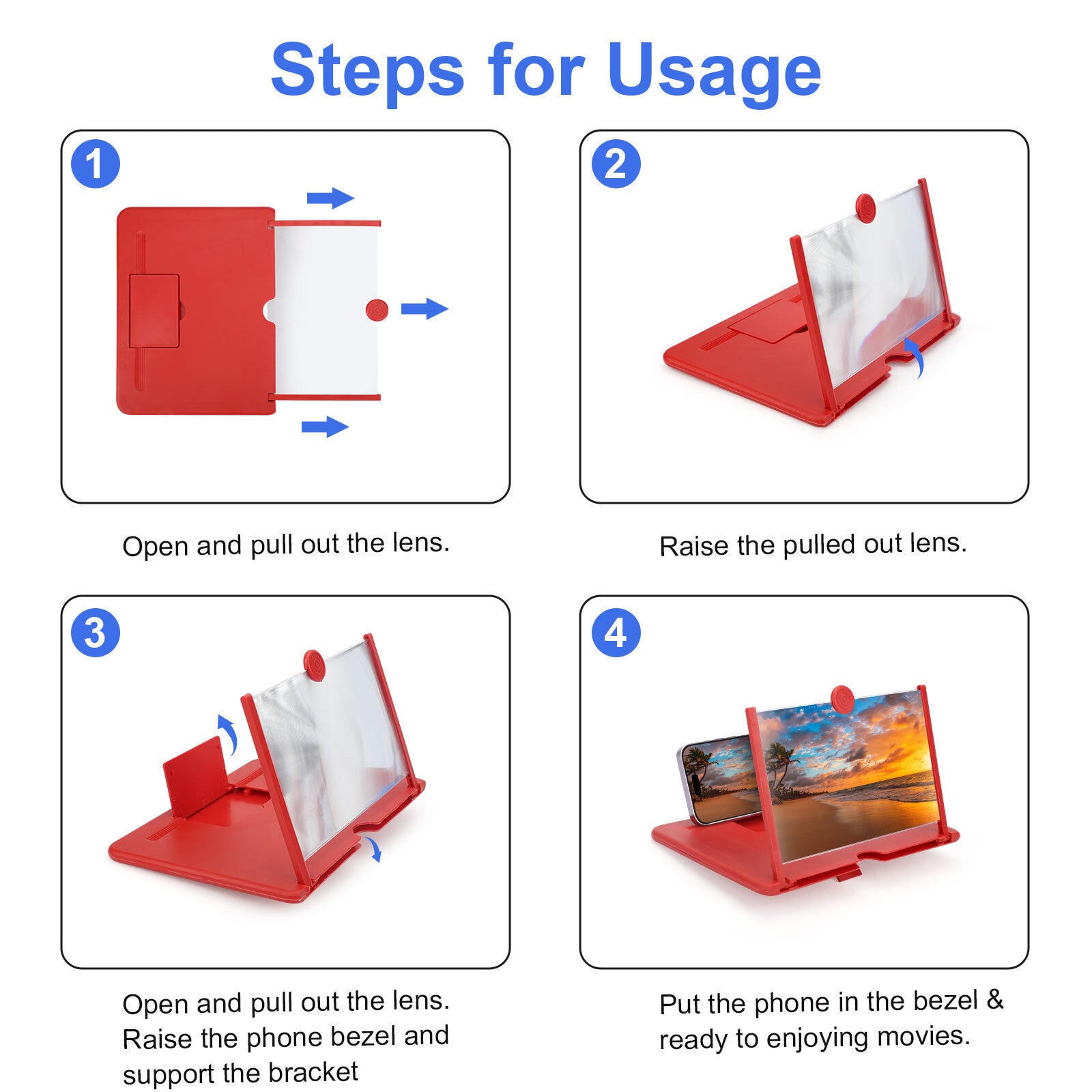 10" Screen Magnifier 3D HD Phone Amplifier Foldable Phone Stand Holder
